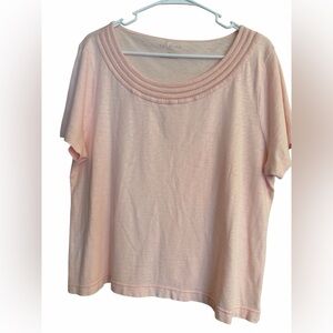 Talbots Women's Light Pink Short Sleeve Scoop Neck Top